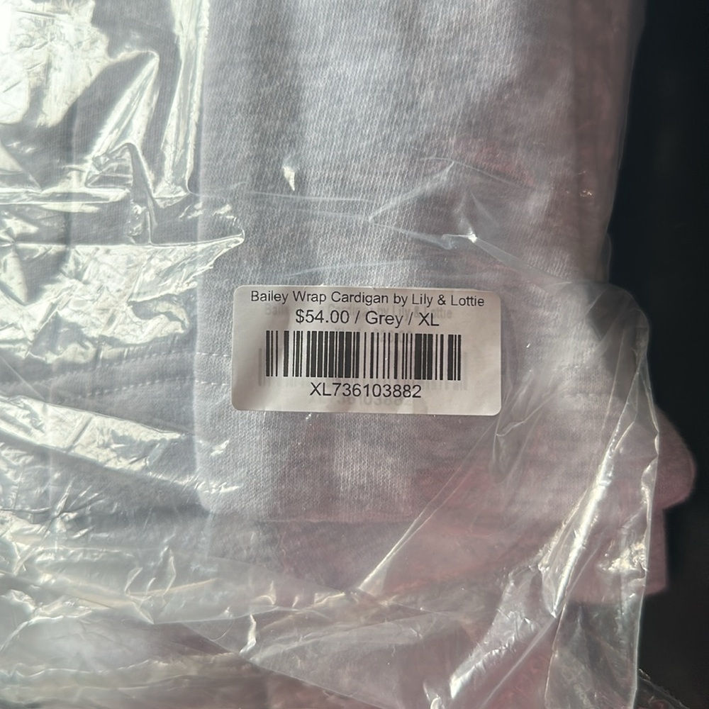Lily & Lottie Bailey Wrap Cardigan-Light Grey-NWOT - Picture 5 of 5